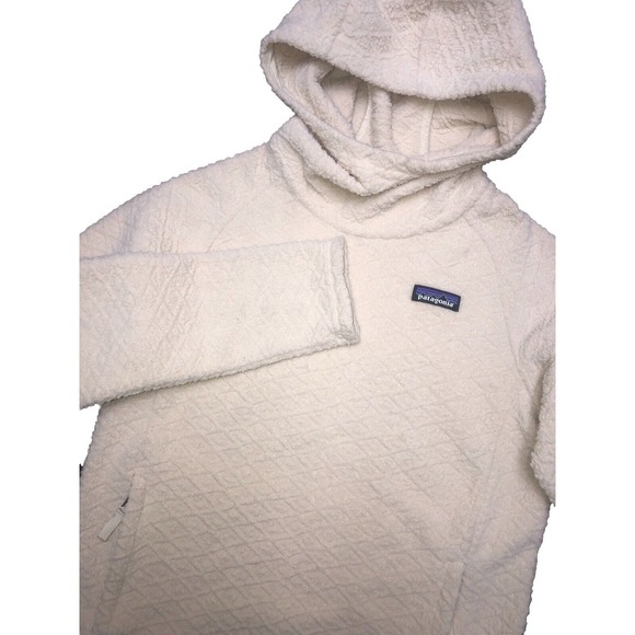 PATAGONIA Sweater Hoodie Womens S Fleece Pullover Diamond Capra In Pelican White - Picture 1 of 8